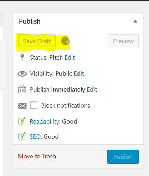 WordPress - save draft