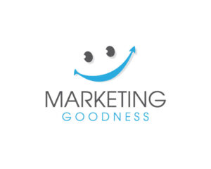 Marketing goodness logo with a smiley face.