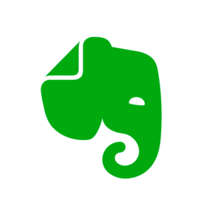 An Evernote green elephant on a white background.